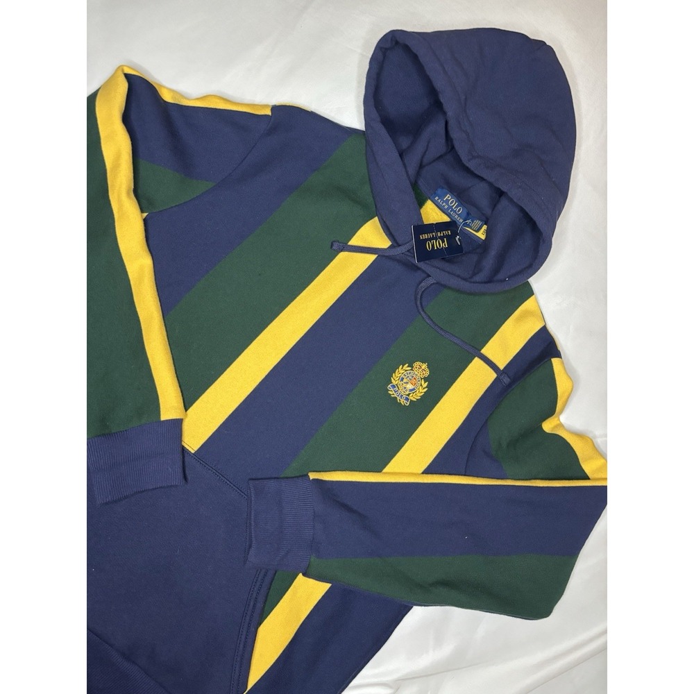 Polo Ralph Lauren Striped Double Knit Hoodie Sweater French Navy Men's Small NWT